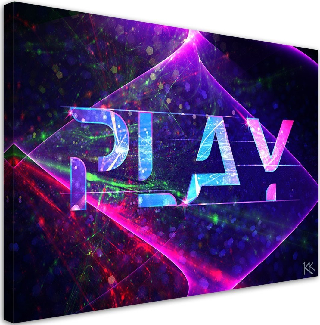 Feeby Obraz na płótnie, Napis play abstrakcja - 120x80
