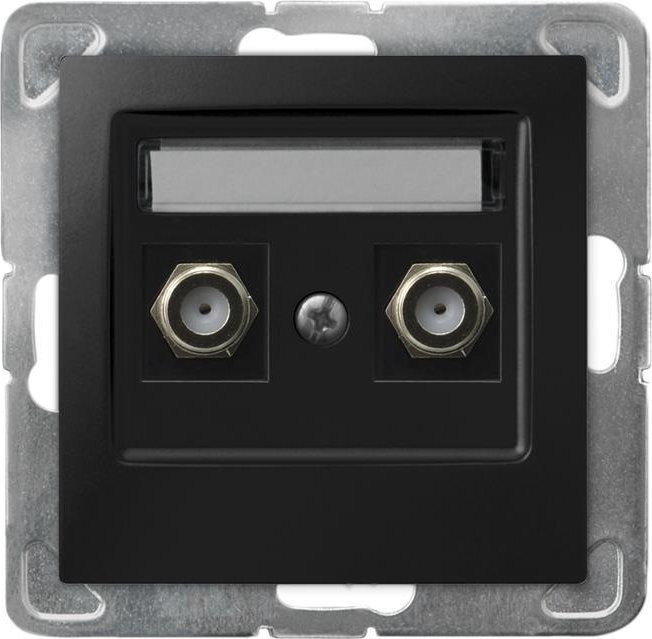 Ospel IMPRESJA Gniazdo antenowe typu F podwójne czarny metalik GPA-2YF/m/33