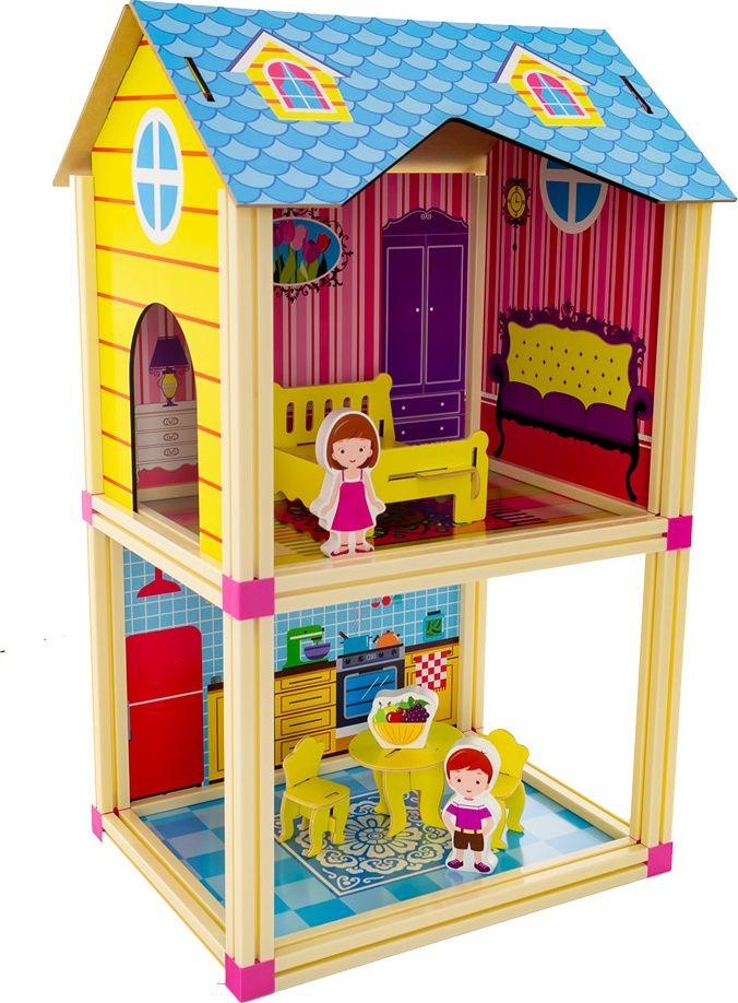 EURObaby Mały domek dla lalek niebieski (EBZ18H1287)