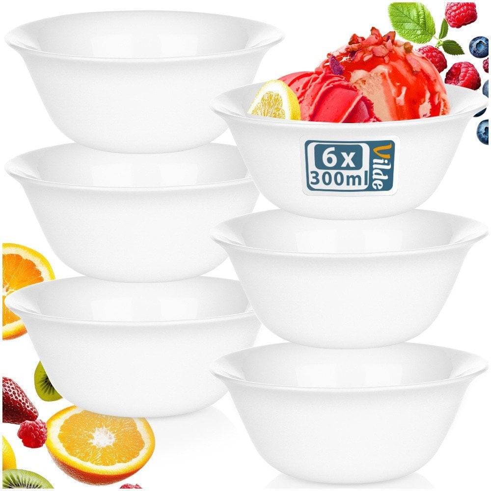 Miseczki szklane białe 300 ml 6 szt.