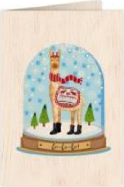 Cozywood Karnet drewniany C6 + koperta Święta Lama