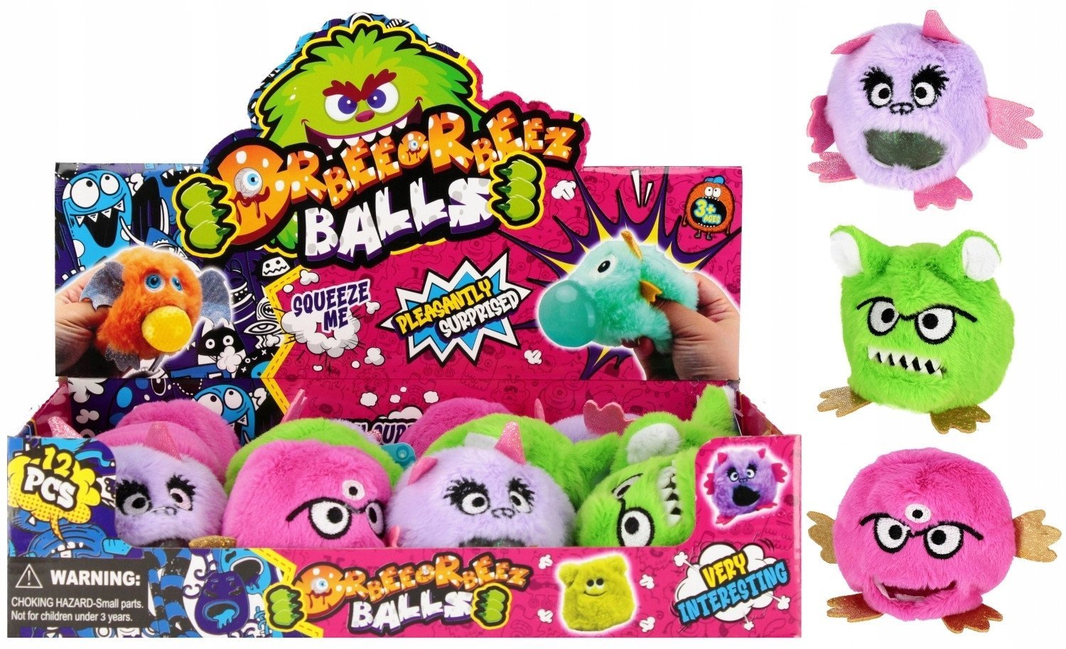 ZAB WYCISKANA PLUSZ MONSTER 10CM MIX3 DIS 12/144