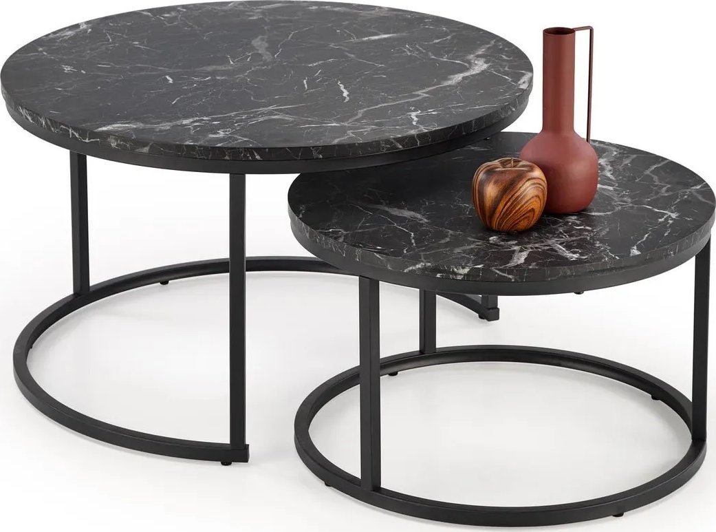 Halmar Zestaw 2 stolików JAVA czarny marmur HALMAR