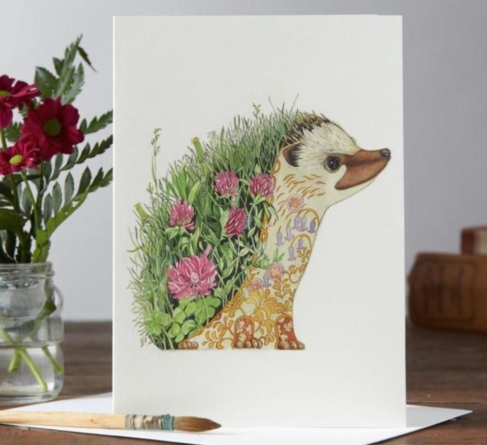 DM Collection Karnet A017 B6 + koperta Jeż z kwiatami