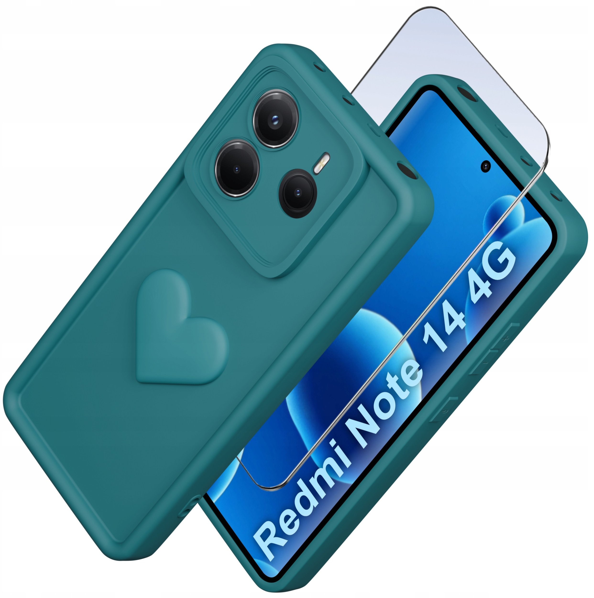 Etui do Xiaomi Redmi Note 14 4G silikonowe MATOWE serce + Szkło 9H