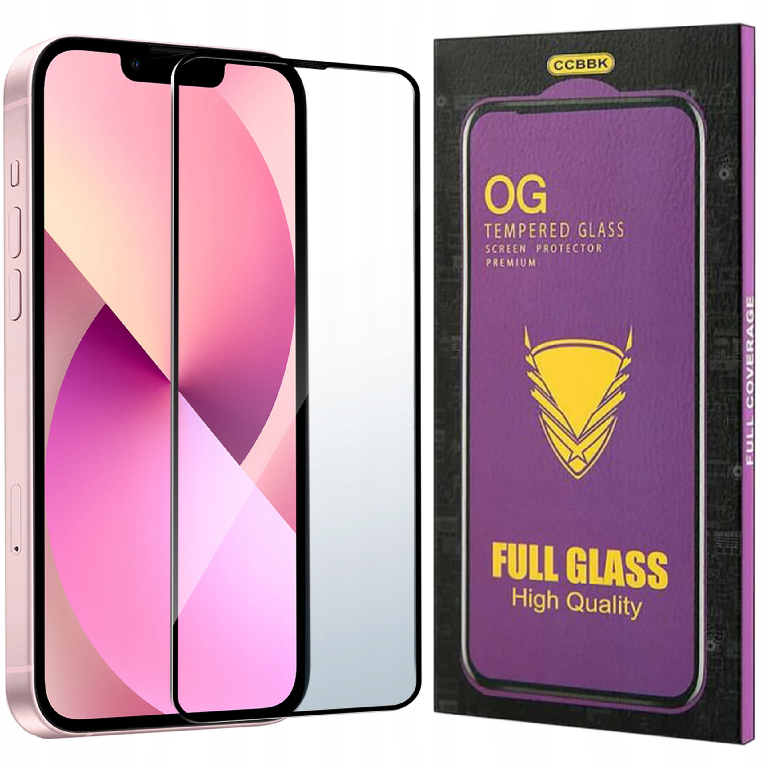 Szkło HARTOWANE 5D do iPhone 13 | 13 Pro | 14 OG PREMIUM CAŁY EKRAN PEŁNE