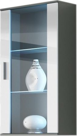 Cama Meble Witryna wisząca SOHO szary/ biały połysk