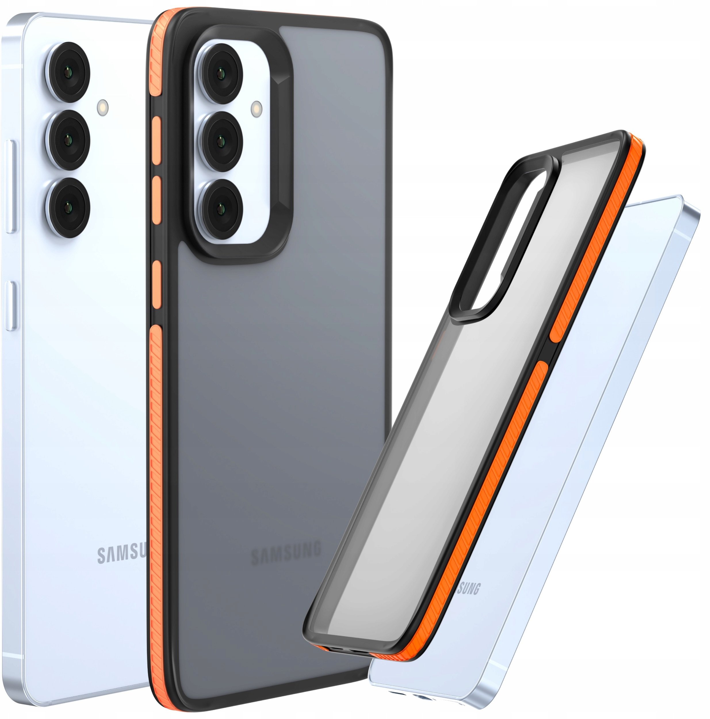 Etui Do Samsung Galaxy S24 (Matowe, Pomarańczowa Ramka, Bumper, Plecki)