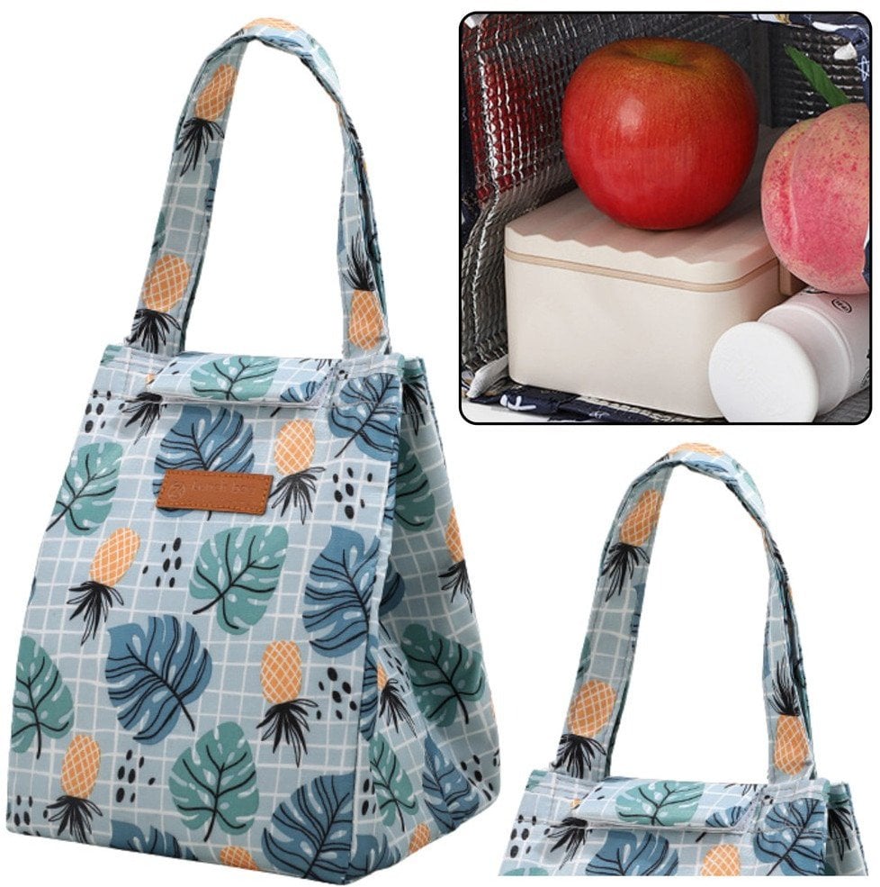 Torba Termiczna Izolacyjna Śniadaniowa Lunch Bag Liście Ananasy 25cm