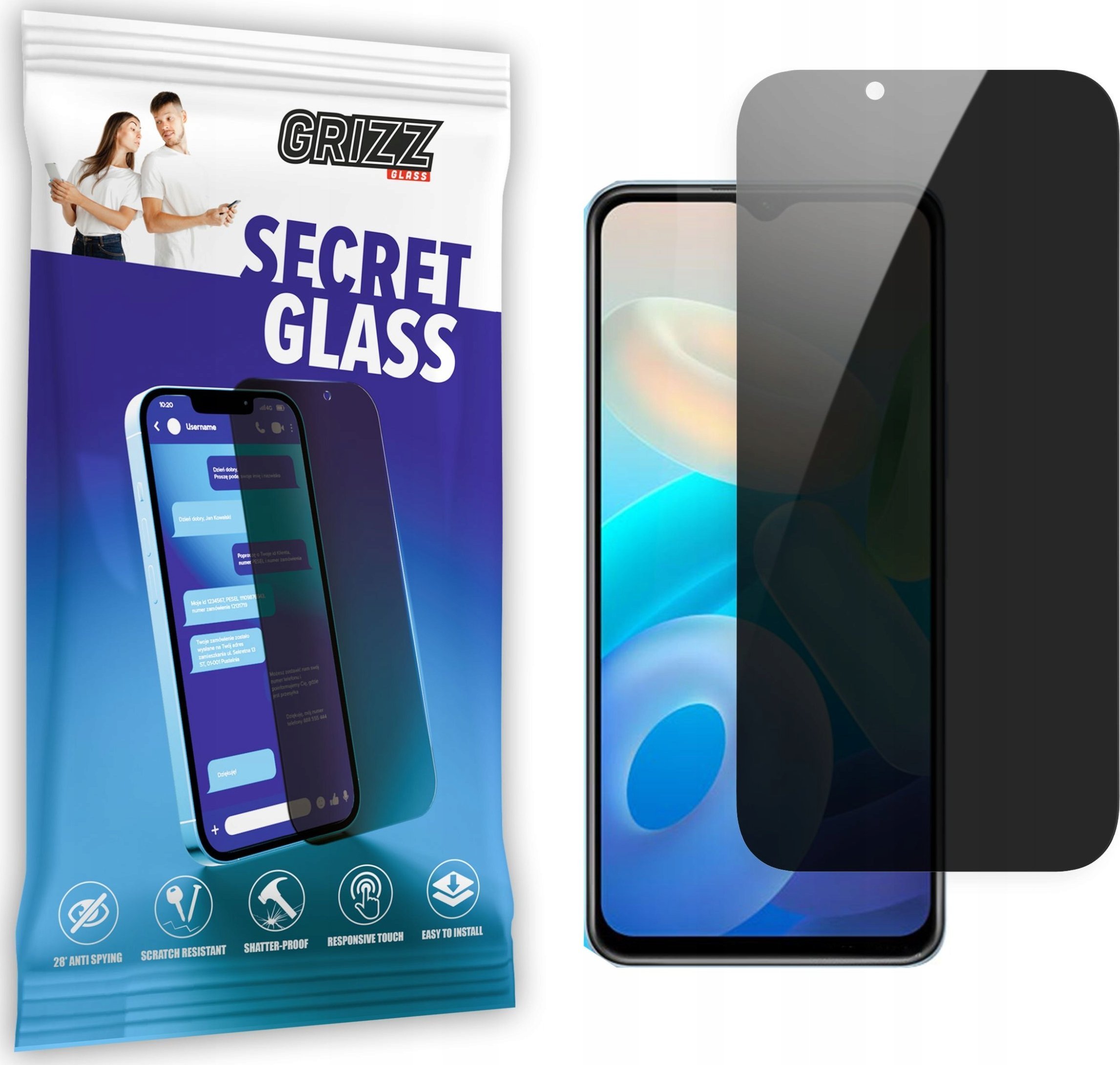 GrizzGlass Szkło prywatyzujące GrizzGlass SecretGlass Vivo Y72 5G