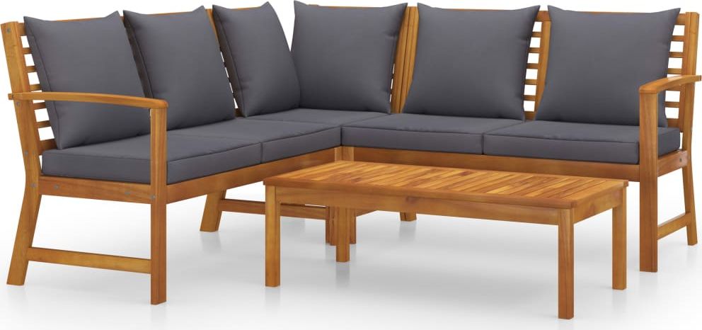 vidaXL 4-cz. zestaw wypoczynkowy do ogrodu, poduszki, drewno akacjowe (3057776)