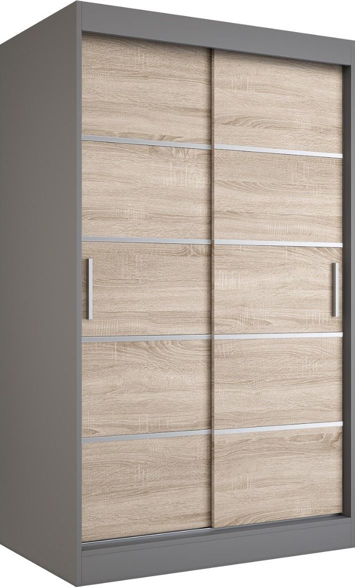 MKPOL Szafa przesuwna MODUO COMFORT 120 antracyt/dąb sonoma z listwami