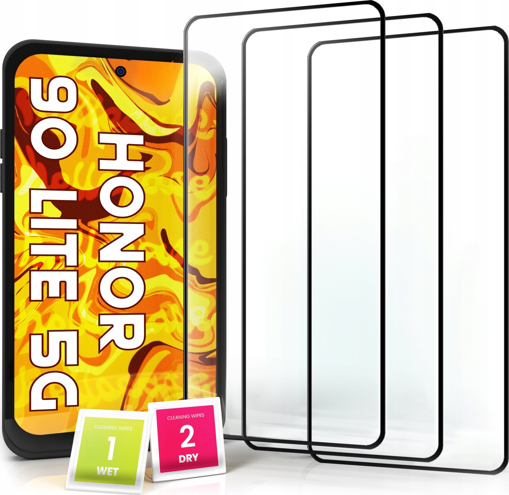 Hello Case 3-PAK Szkło Hartowane do Honor 90 Lite 5G (na cały ekran, 9H, ochronne 5D)