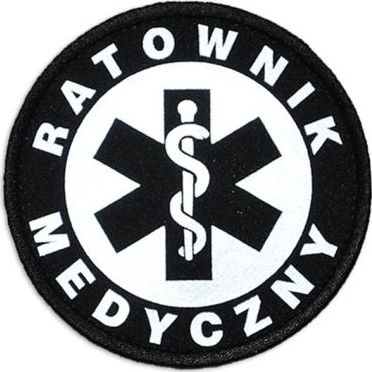 Polska Firma Emblemat odblaskowy RATOWNIK MEDYCZNY na rzepie 8,5 cm