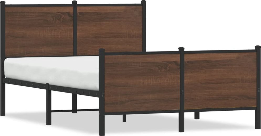 vidaXL Rama łóżka z wezgłowiem i zanóżkiem, brązowy dąb 137x190 cm