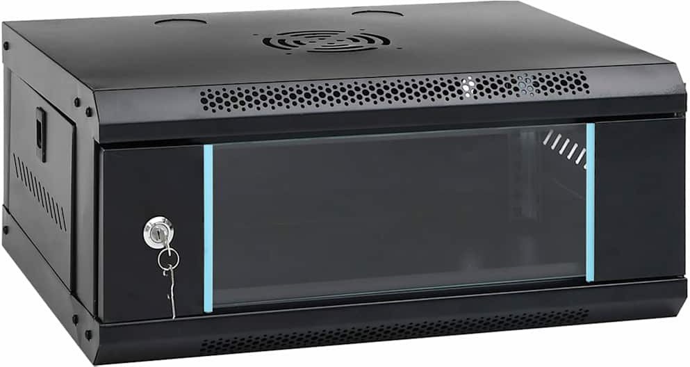 vidaXL Szafa sieciowa z przechowywaniem Czarny 53 x 45 x 21 cm Stal