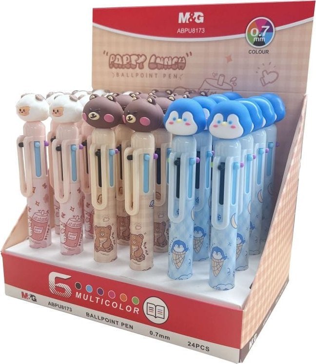 Długopis automatyczny Party Lunch 6 kolorów 0.7 24szt w displayu MG