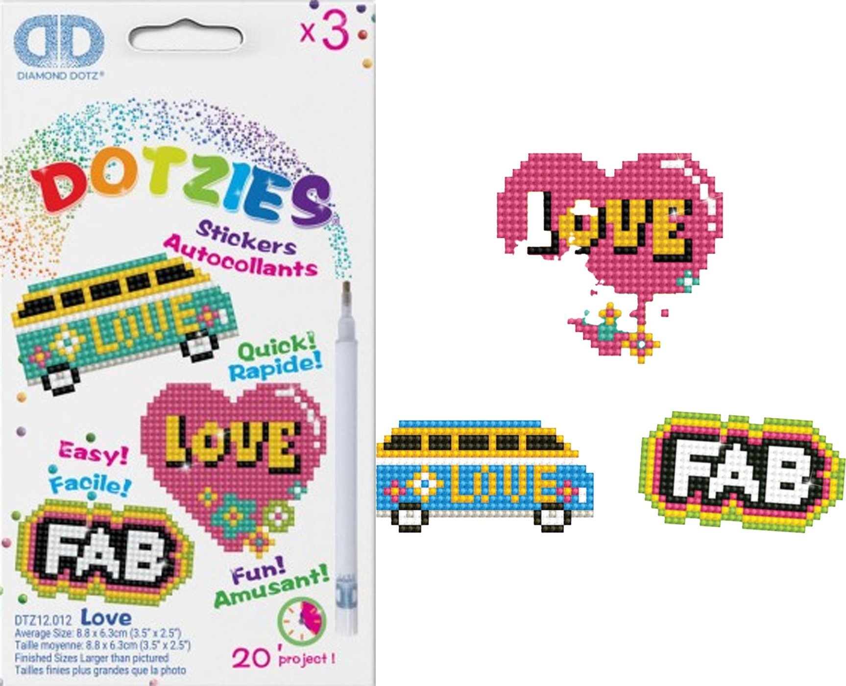 DIAMOND DOTZ DIAMOND DOTS creativity set diamond painting LOVE, 3 stickers, DTZ12.012