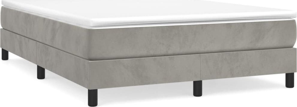 vidaXL Łóżko kontynentalne, jasnoszare, obite aksamitem, 140x190 cm