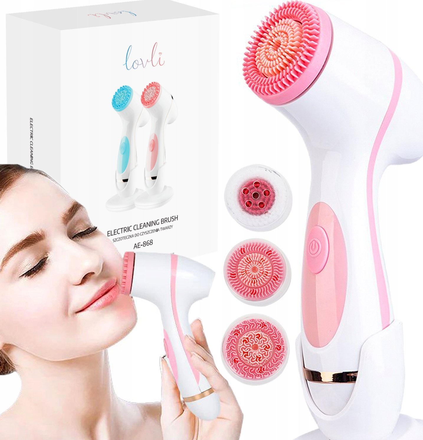 Lovli LOGIT ELEKTRYCZNA SZCZOTKA DO TWARZY AE-868 RÓŻOWA