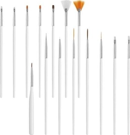 Alkotest SUNONE_SET Pędzelki do zdobień paznokci Białe 15szt