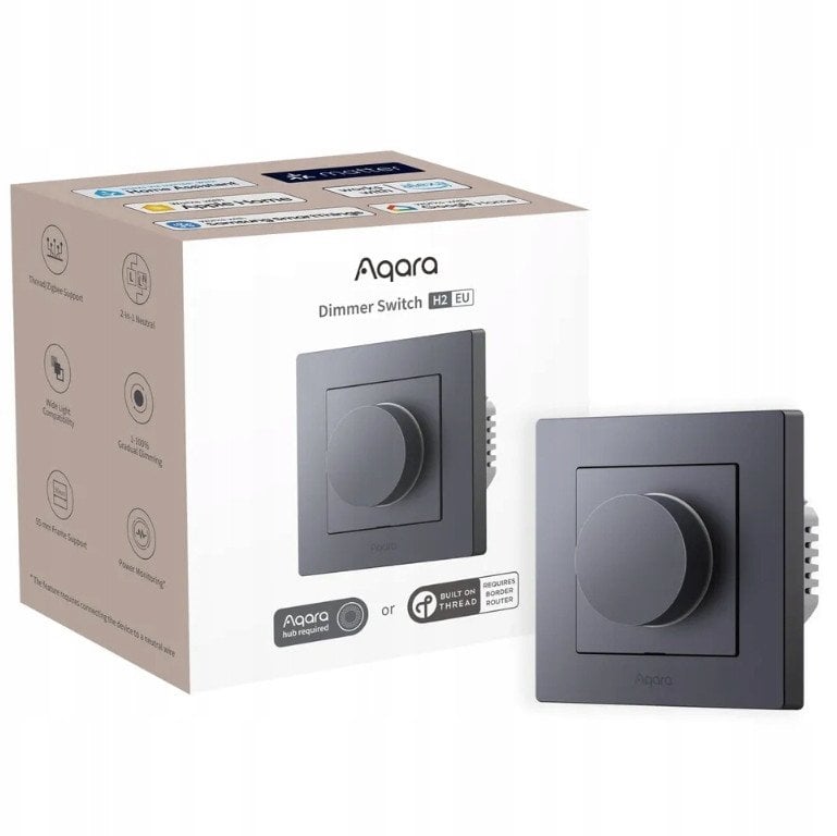 Aqara Dimmer Switch H2 EU Szary | Ściemniacz światła z pokrętłem | Thread, Zigbee