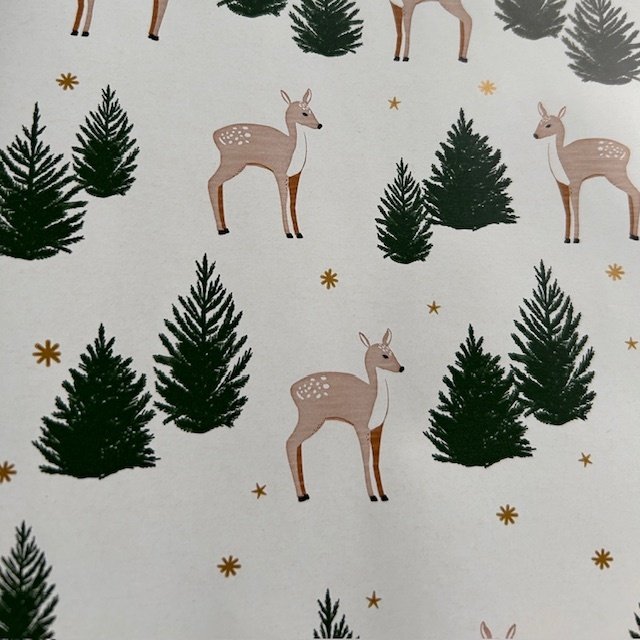 Papier świąteczny do pakowania biały jelonek 70cmx3m 3m105