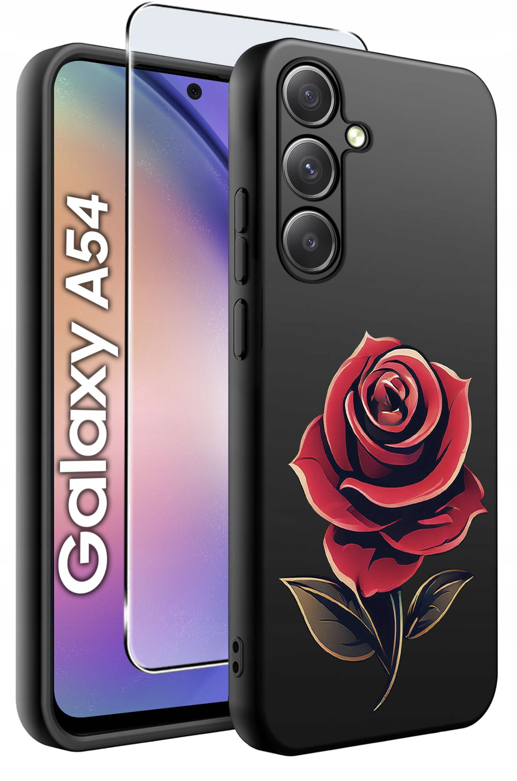 ETUI do Samsung A54 5G WZORY | SILIKONOWE MATT CASE + SZKŁO 9H