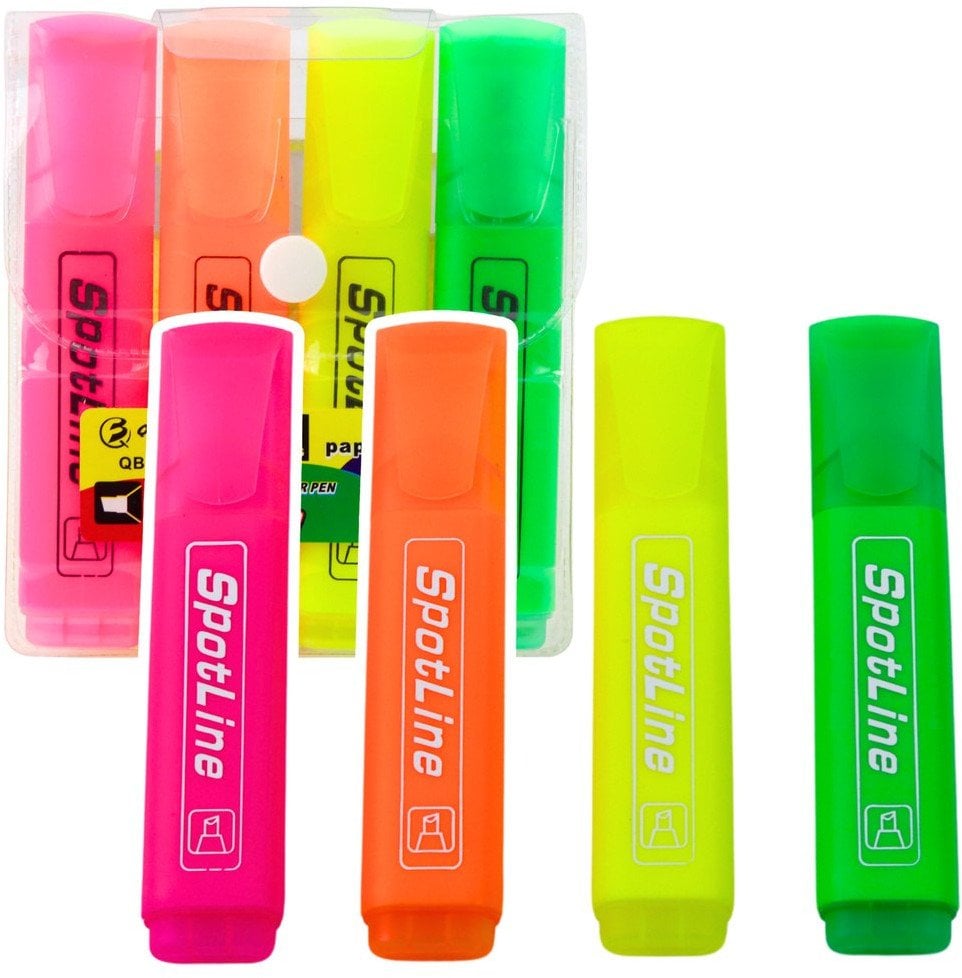 Zestaw Zakreślacze Markery Biurowe Szkolne Neonowe 4szt
