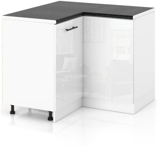 Szafka Kuchenna Stojąca Z Blatem Narożna 90x90cm Spremium Biały Połysk