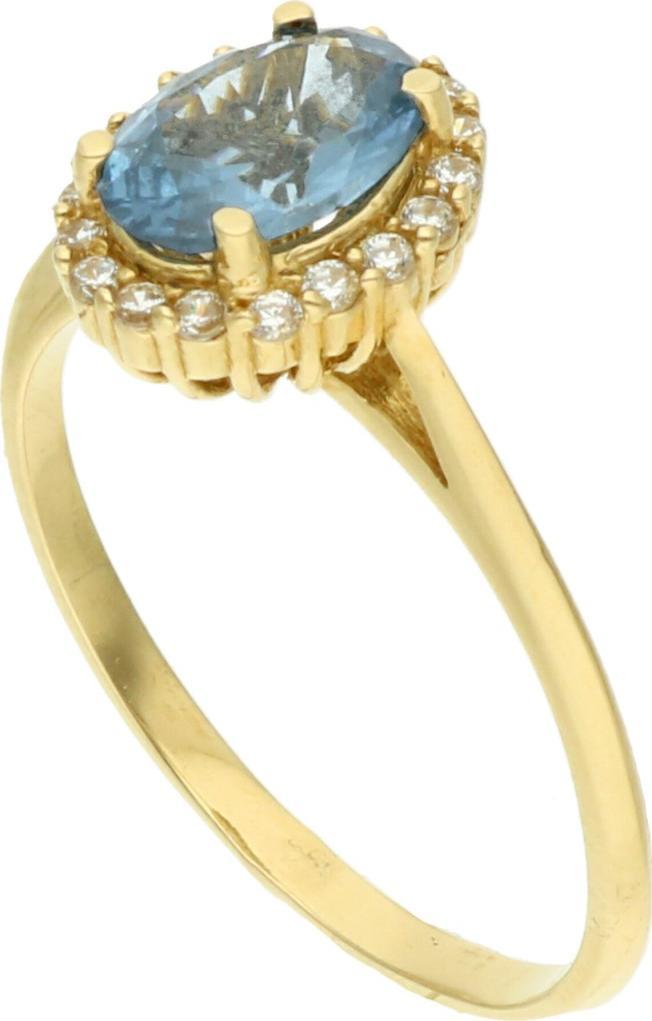 Rosanto Złoty pierścionek z niebieską cyrkonią roz. 19 585 14k
