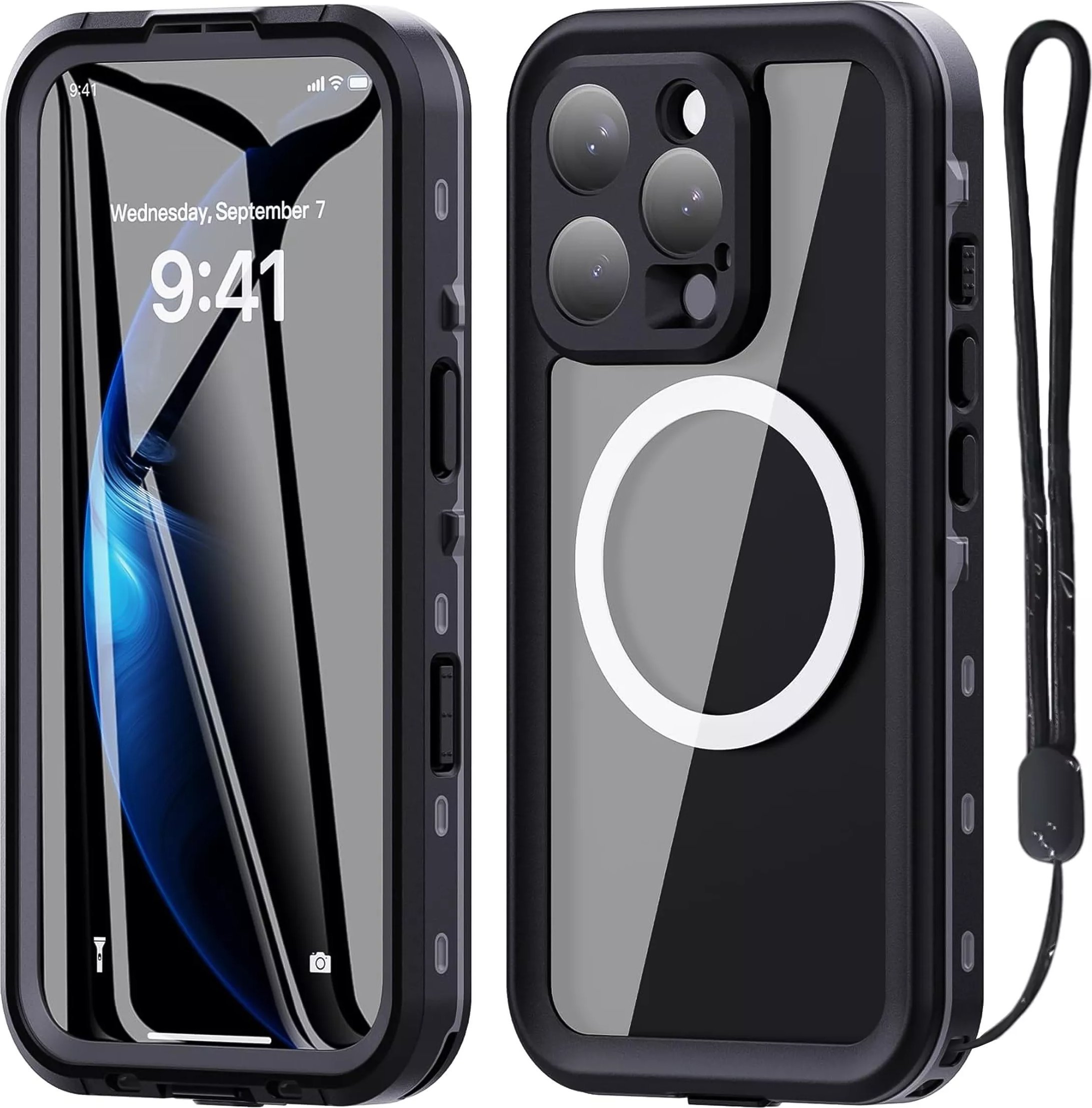 Alogy Etui Wodoodporne Alogy HydroArmor IP68 Case z przezroczystym tyłem Pancerna obudowa 360 do MagSafe do Apple iPhone 16 Pro