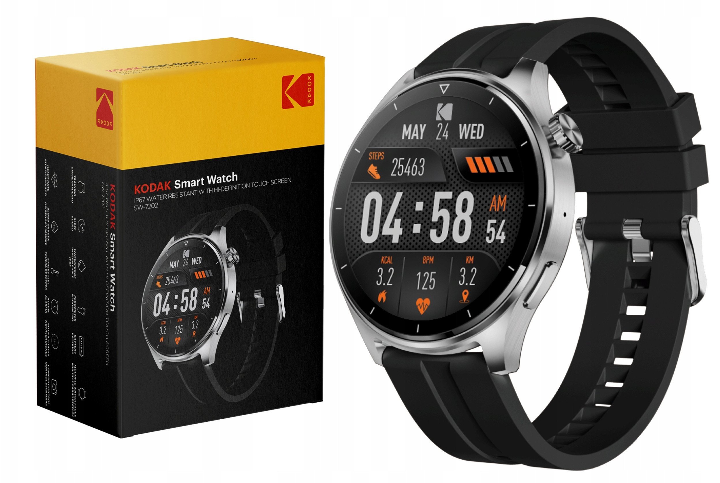 Zegarek Smartwatch Ip67 Gps Tętno Saturacja 10 Dni Czuwania / Kodak Sw-7202