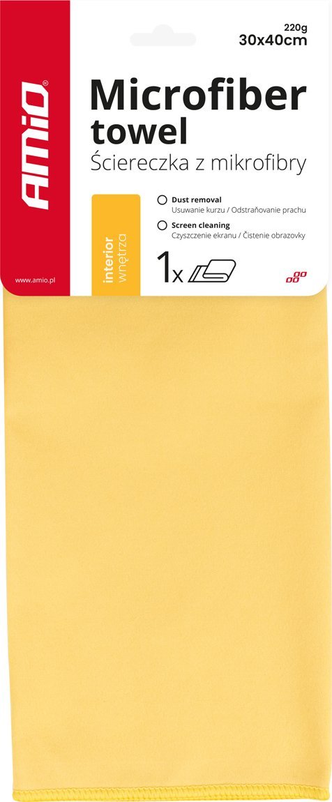AMiO Mikrofibra ściereczka do mycia sprzątania czyszczenia wnętrza samochodu 30x40 cm amio-03744