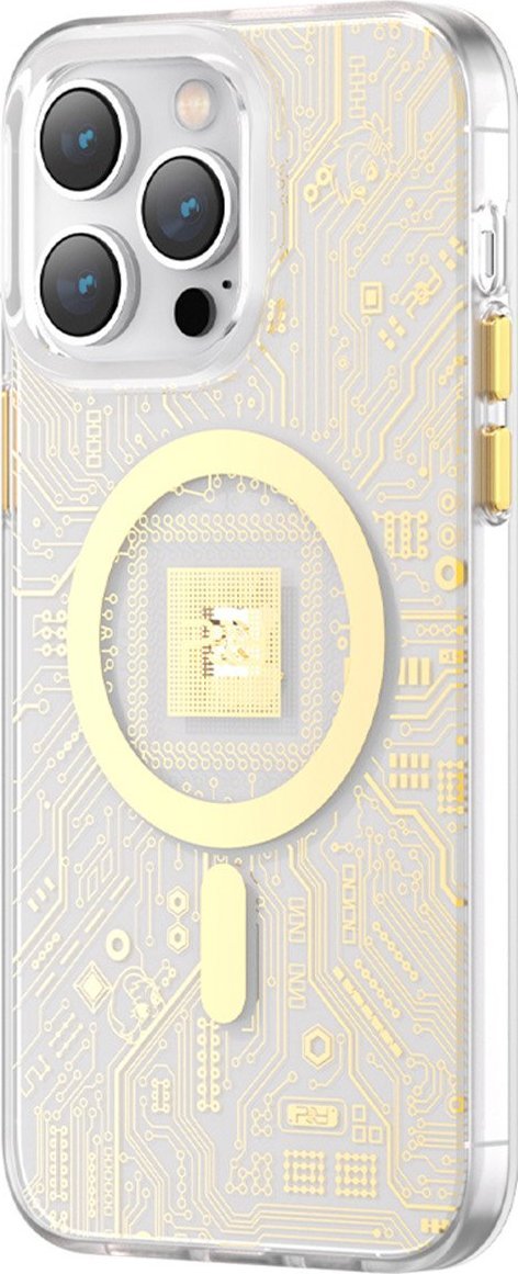 Kingxbar PQY Geek Series magnetyczne etui iPhone 14 Pro MagSafe złote