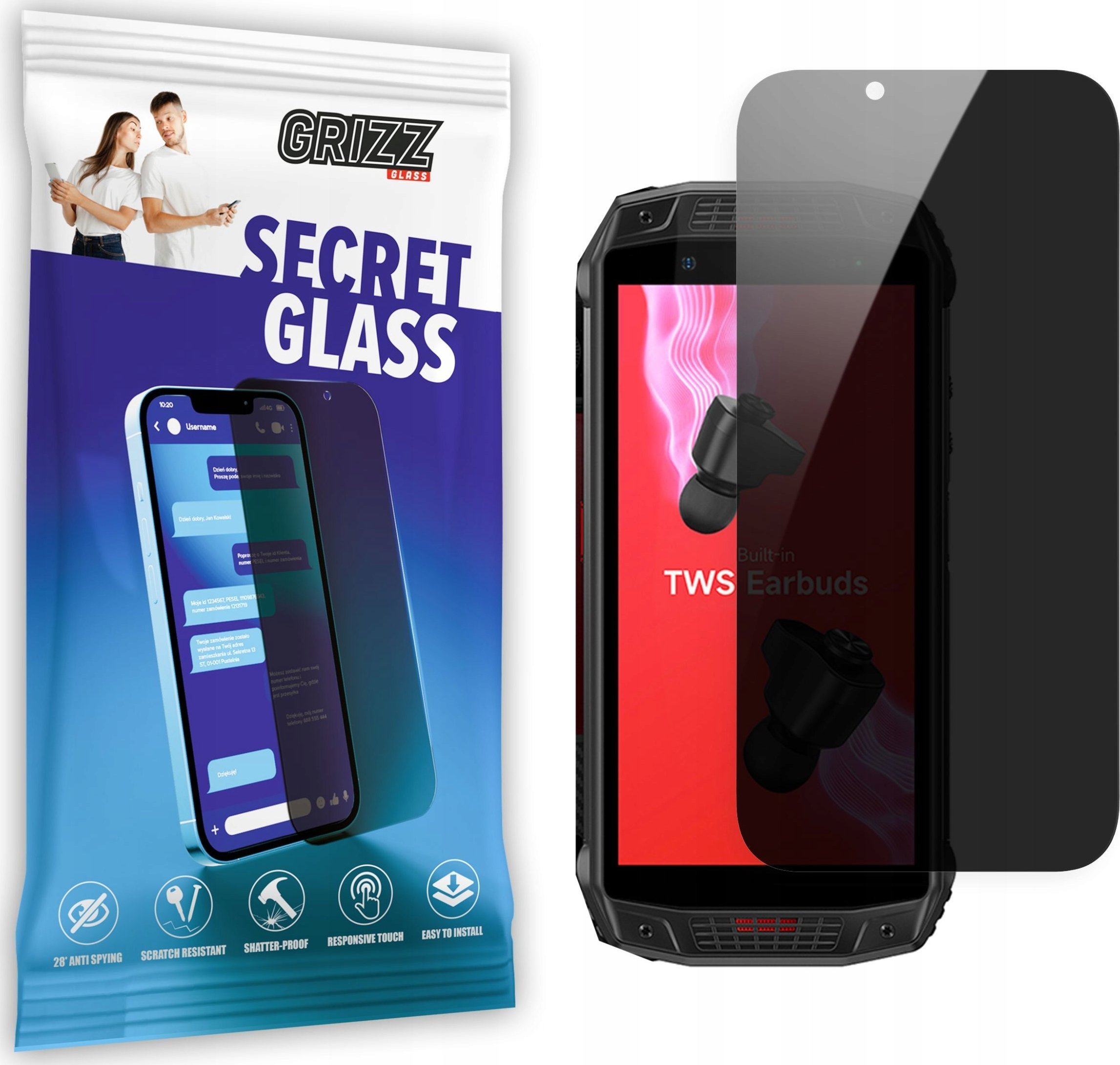 GrizzGlass Szkło prywatyzujące GrizzGlass SecretGlass UleFone Armor 15