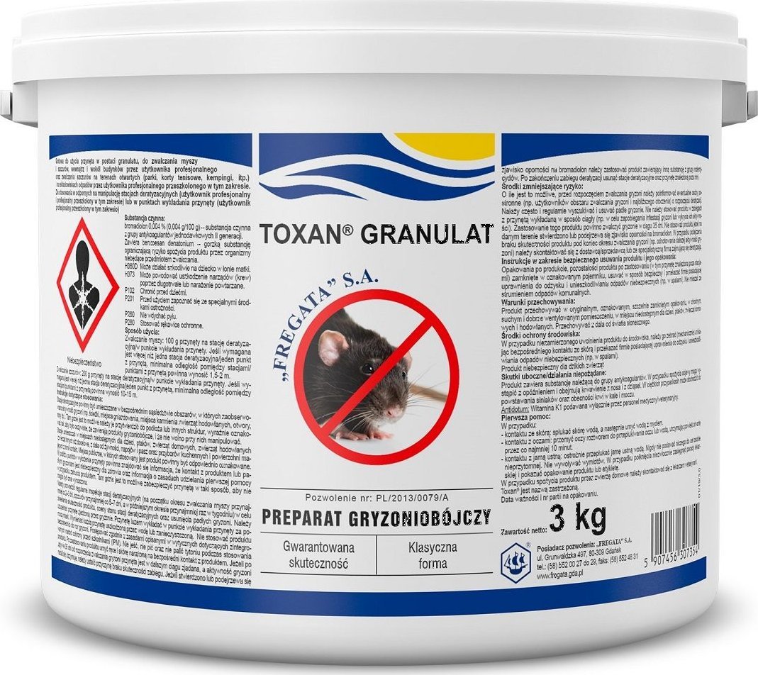 Fregata Trutka Na Szczury Granulat Toxan 3kg