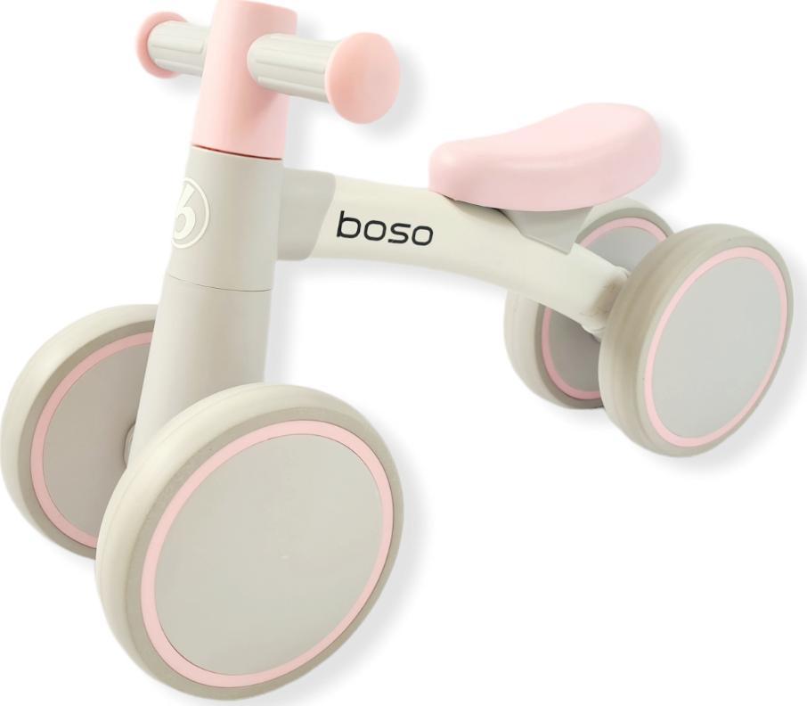 BLUBELL Rowerek biegowy na roczek Premium MILA szary z różowym siodełkiem