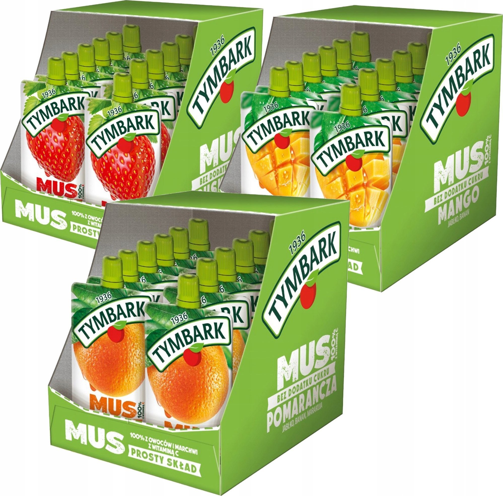 Tymbark Tymbark Mus 100% z owoców ix 3 smaków 120g x 36 sztuk