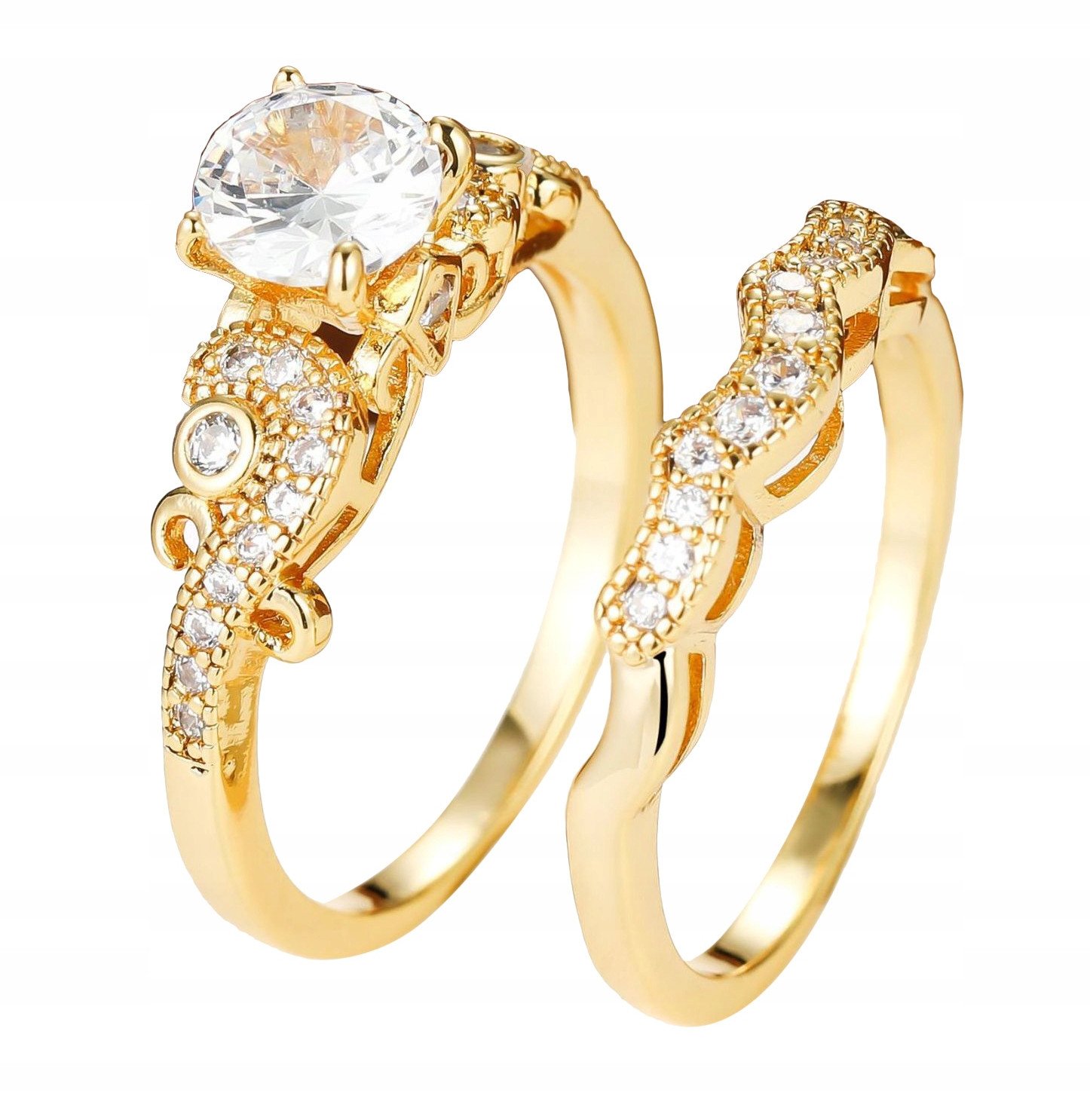 Złote OBRĄCZKI ŚLUBNE STAL Para POZŁACANE r.17/19