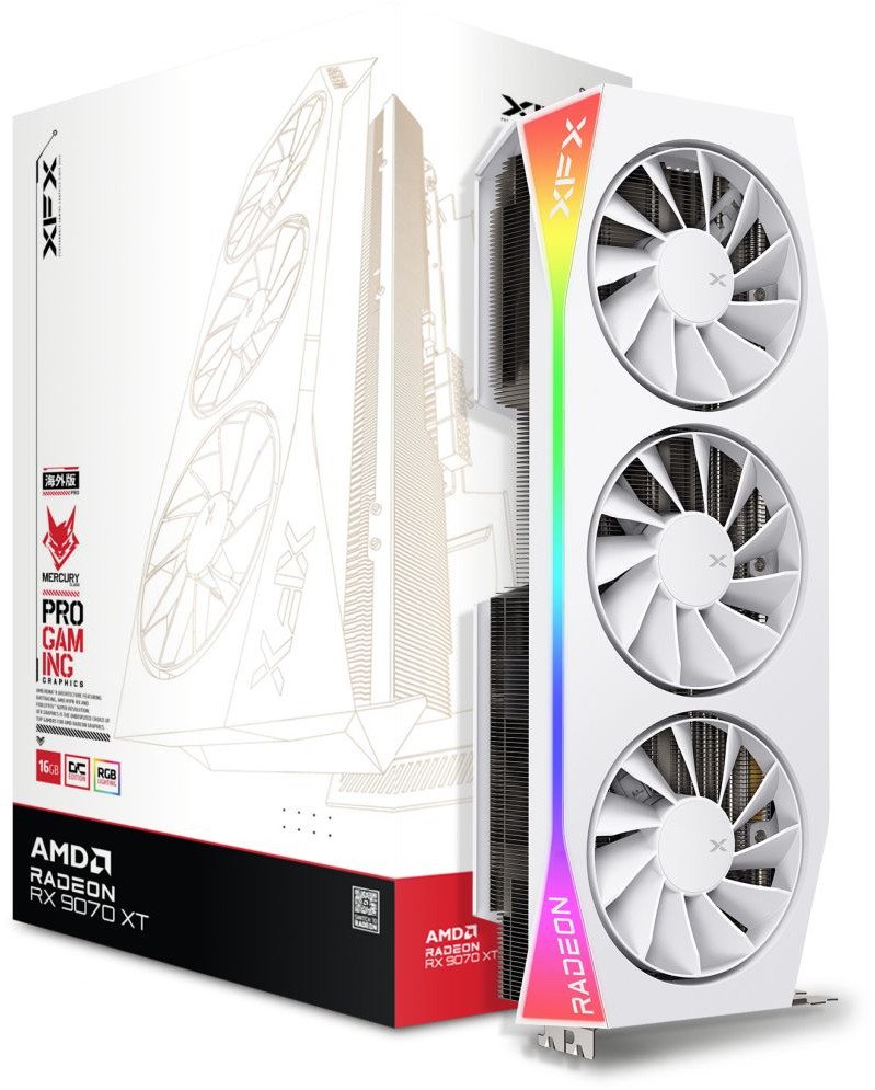 Karta graficzna XFX Mercury Radeon RX 9070 XT OC White Gaming RGB 16GB GDDR6 (RX-97TRGBBW9)