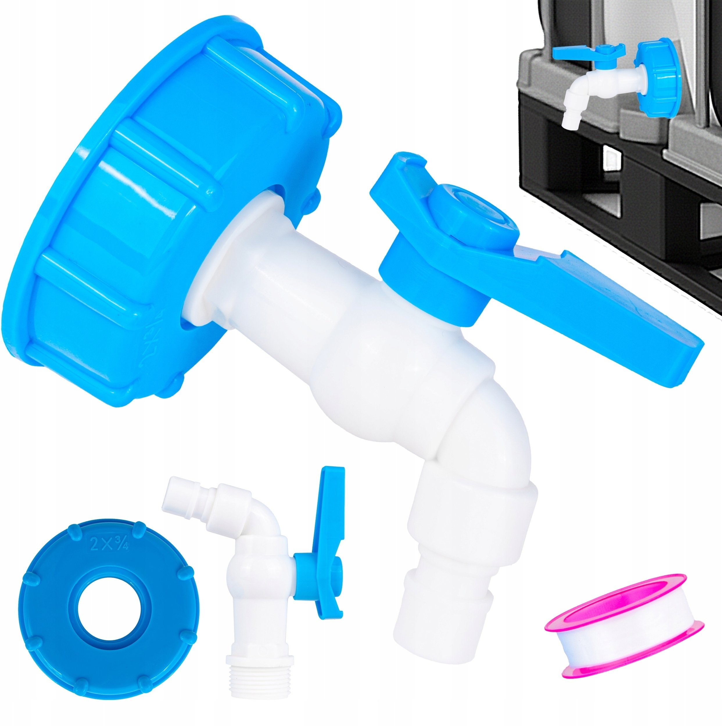 Geko Zestaw – IBC nakrętka S60x6 + kran 3/4" – kran (125)