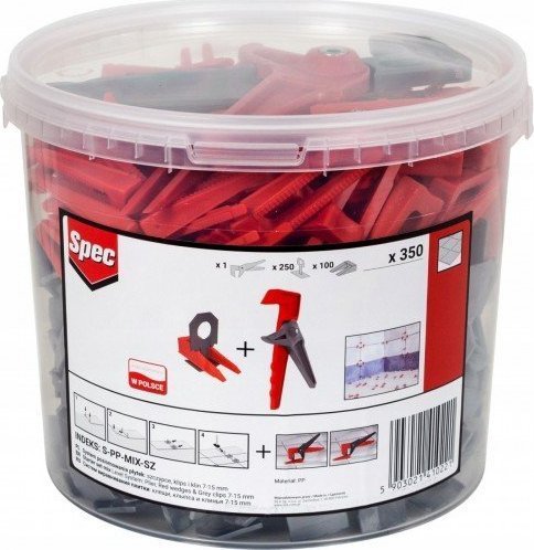 System poziomowania płytek klin + klips + szczypce 350 szt