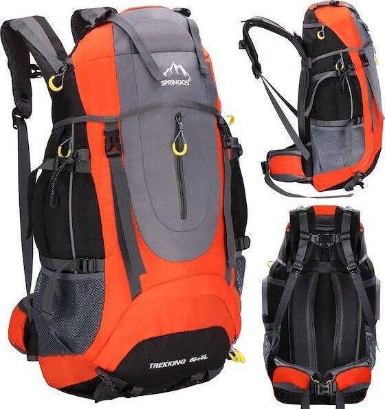 Plecak turystyczny Springos Plecak turystyczny 70 L trekkingowy wielofunkcyjny z gwizdkiem i osłoną przeciwdeszczową UNIWERSALNY