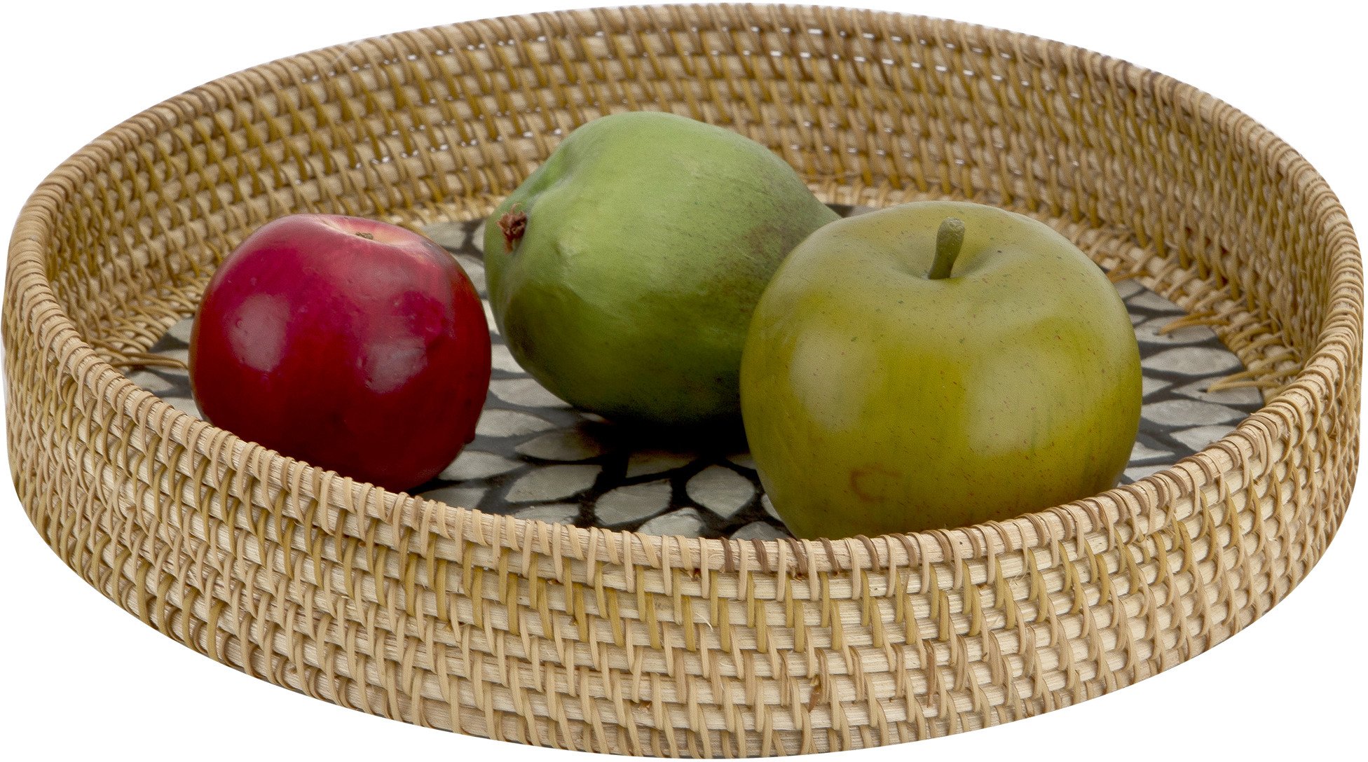 Taca dekoracyjna rattanowa 30cm Natural czarna okragła