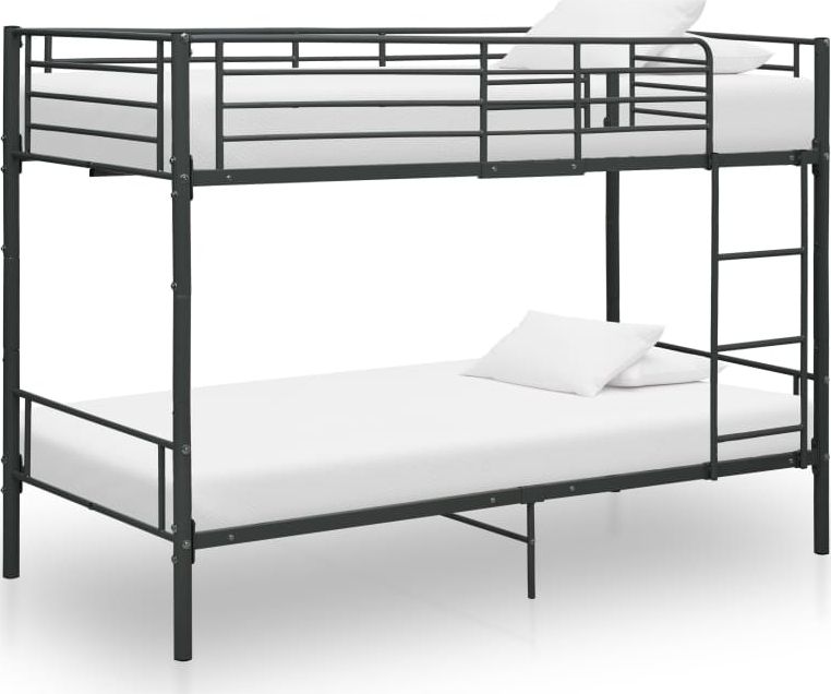 vidaXL Łóżko piętrowe, czarne, metalowe, 90 x 200 cm