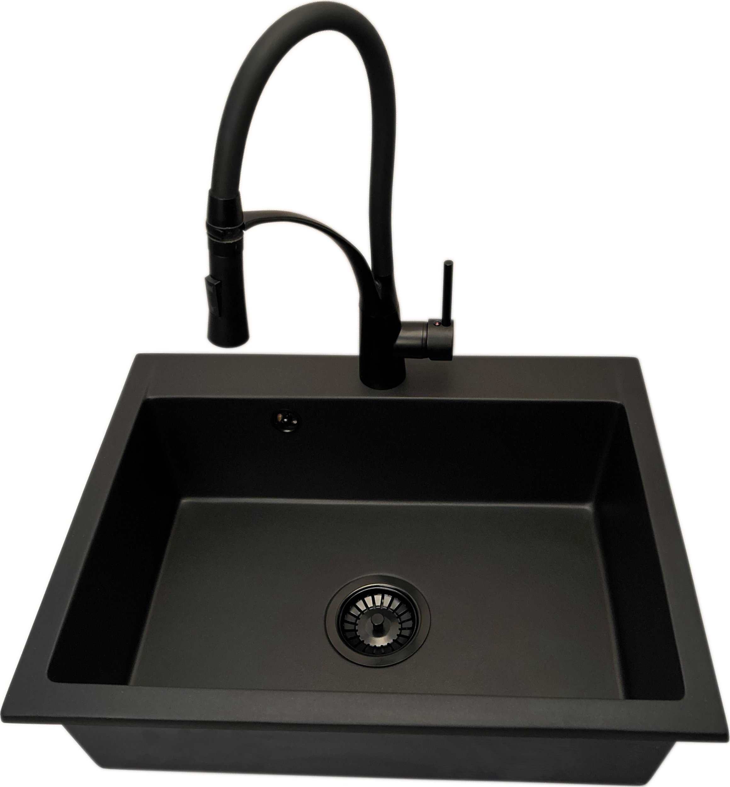 Zlewozmywak PREHNIT Zlewozmywak jednokomorowy ELAN czarny + bateria czarna NEXO