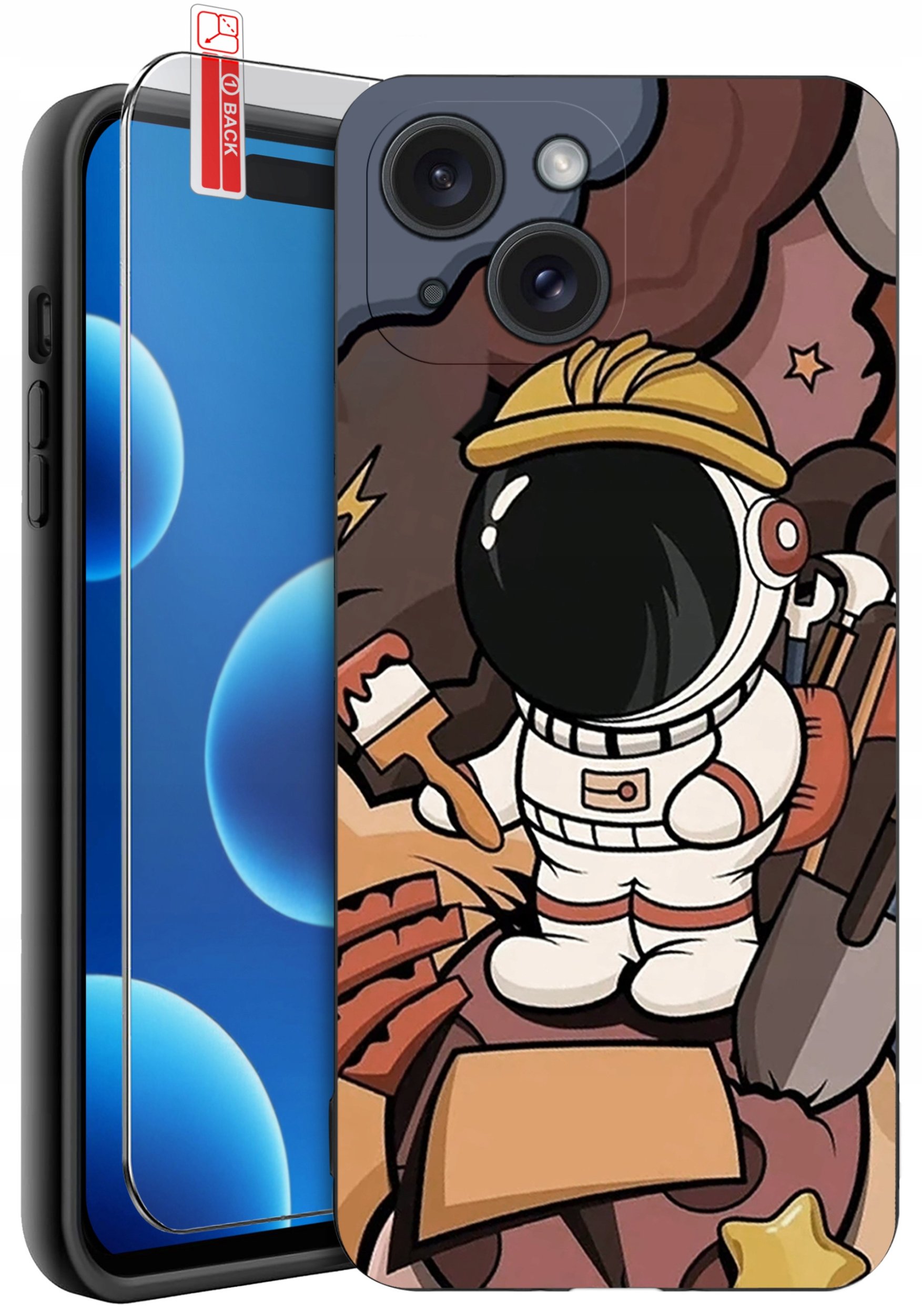 ETUI do iPhone 15 | WZORY | SILIKONOWE MATT CASE + SZKŁO 9H