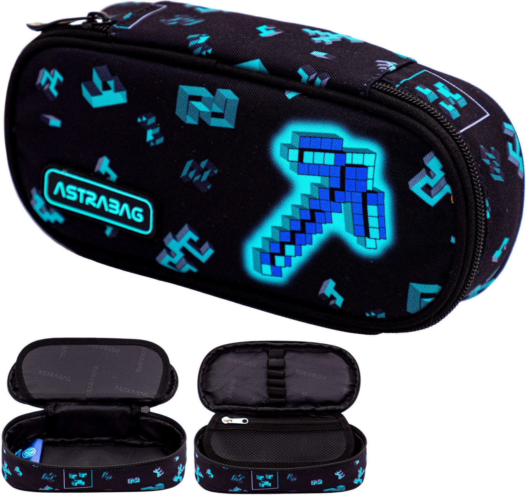 Piórnik kosmetyczka etui usztywniany z klapką Minecraft DarkPixel AC6 ASTRA