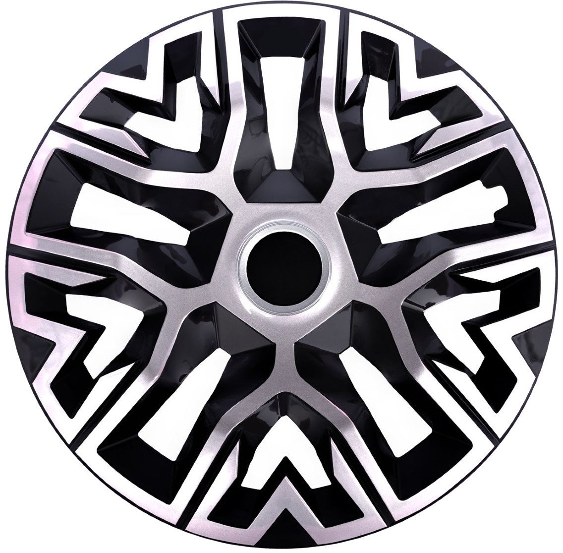 Komplet kołpaków uniwersalnych The Best bicolor srebnro-czarne 15 cali